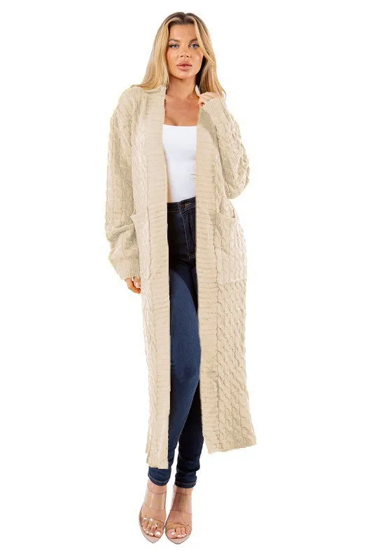 Elegant Cream Maxi Cardigan for Plus Sizes