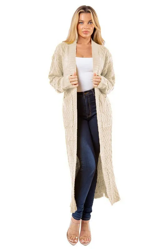 Elegant Cream Maxi Cardigan for Plus Sizes