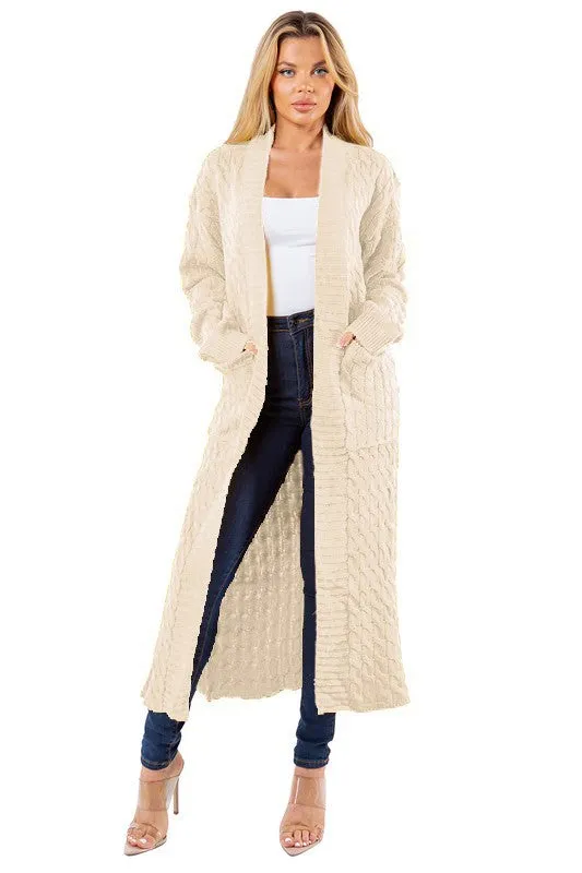 Elegant Cream Maxi Cardigan for Plus Sizes