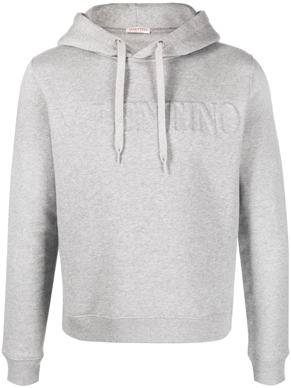 Embossed logo drawstring hoodie grey