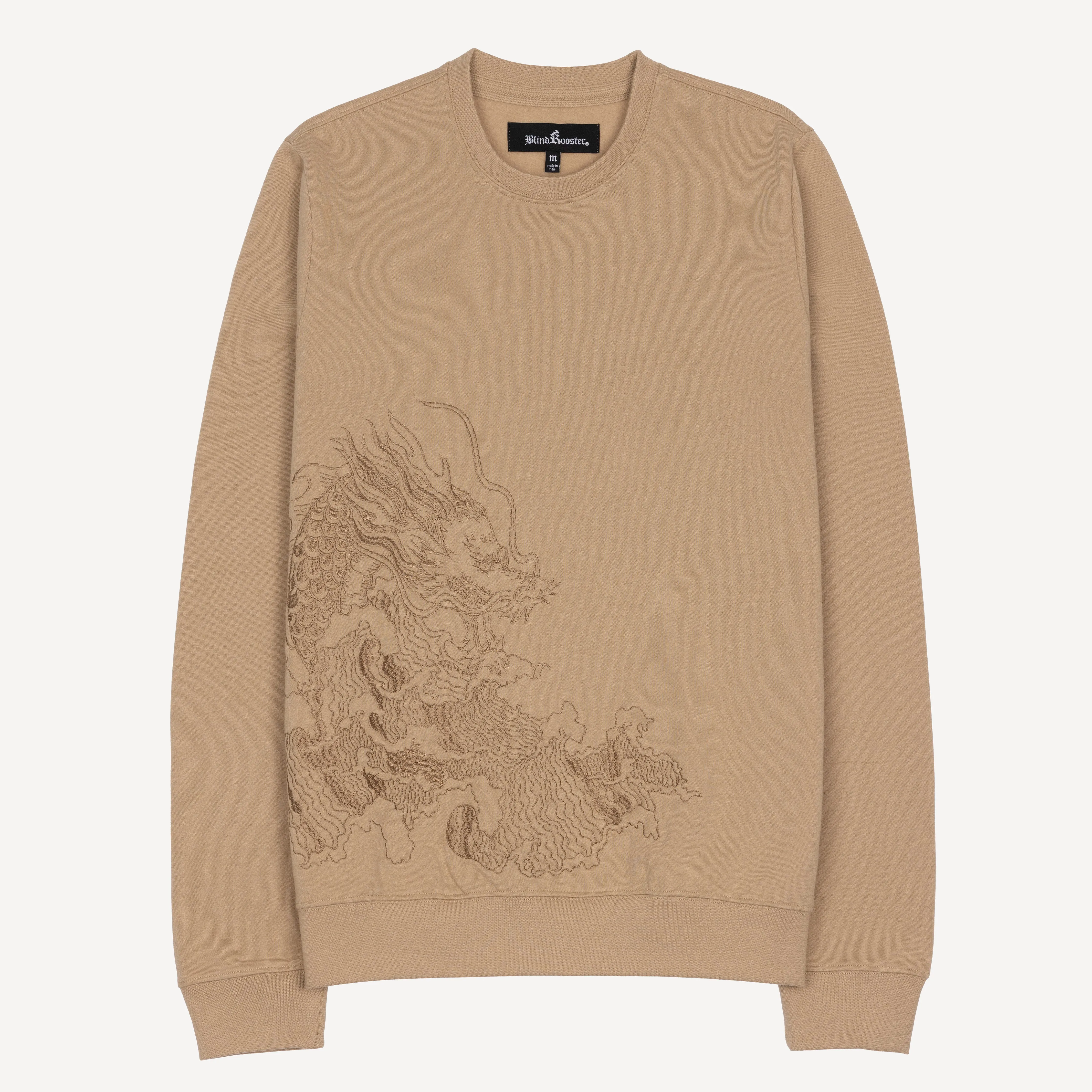 Embroidered Front Sweatshirt  - Khaki / Dragon Sea
