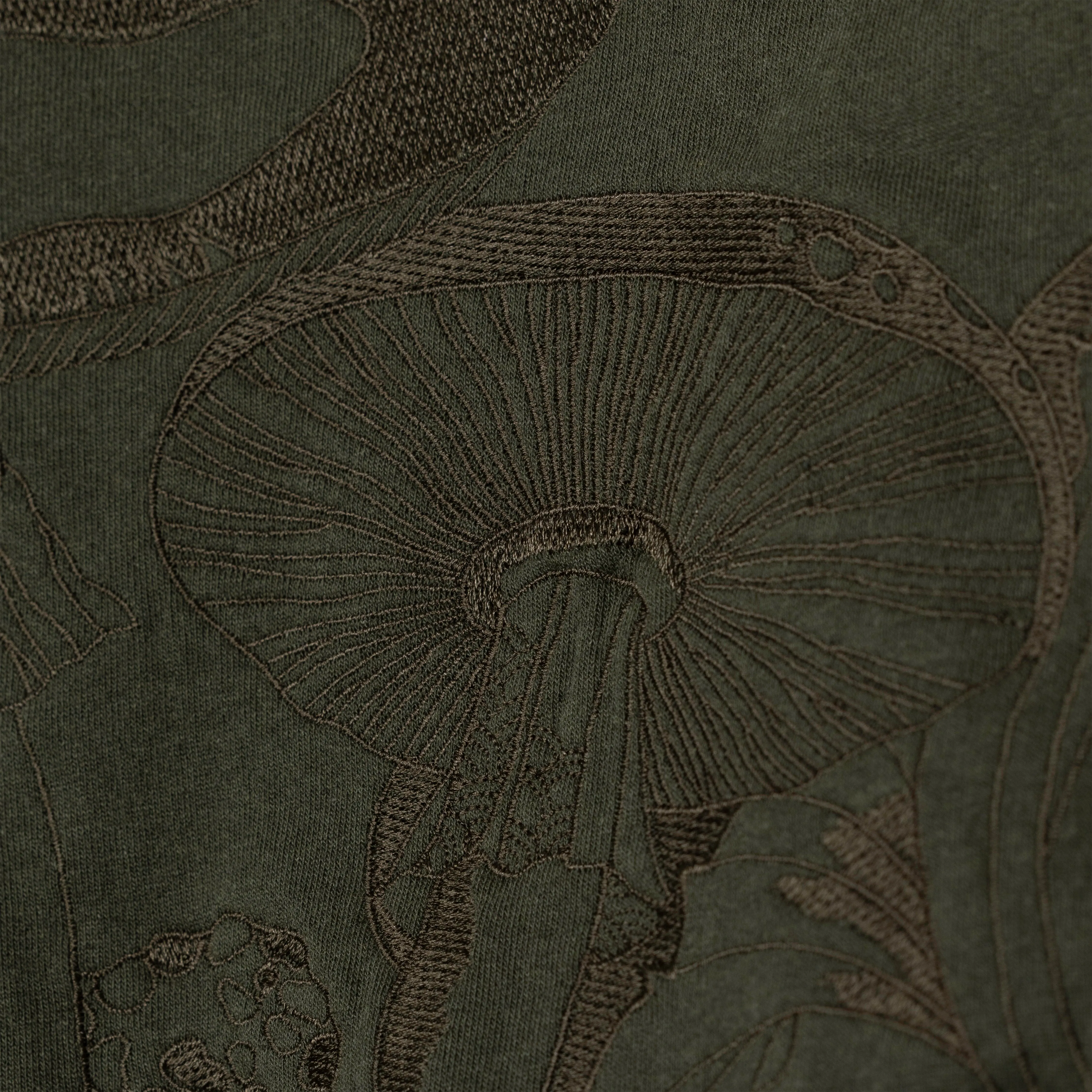 Embroidered Front Sweatshirt  - Olive / Mushroom Fantasy