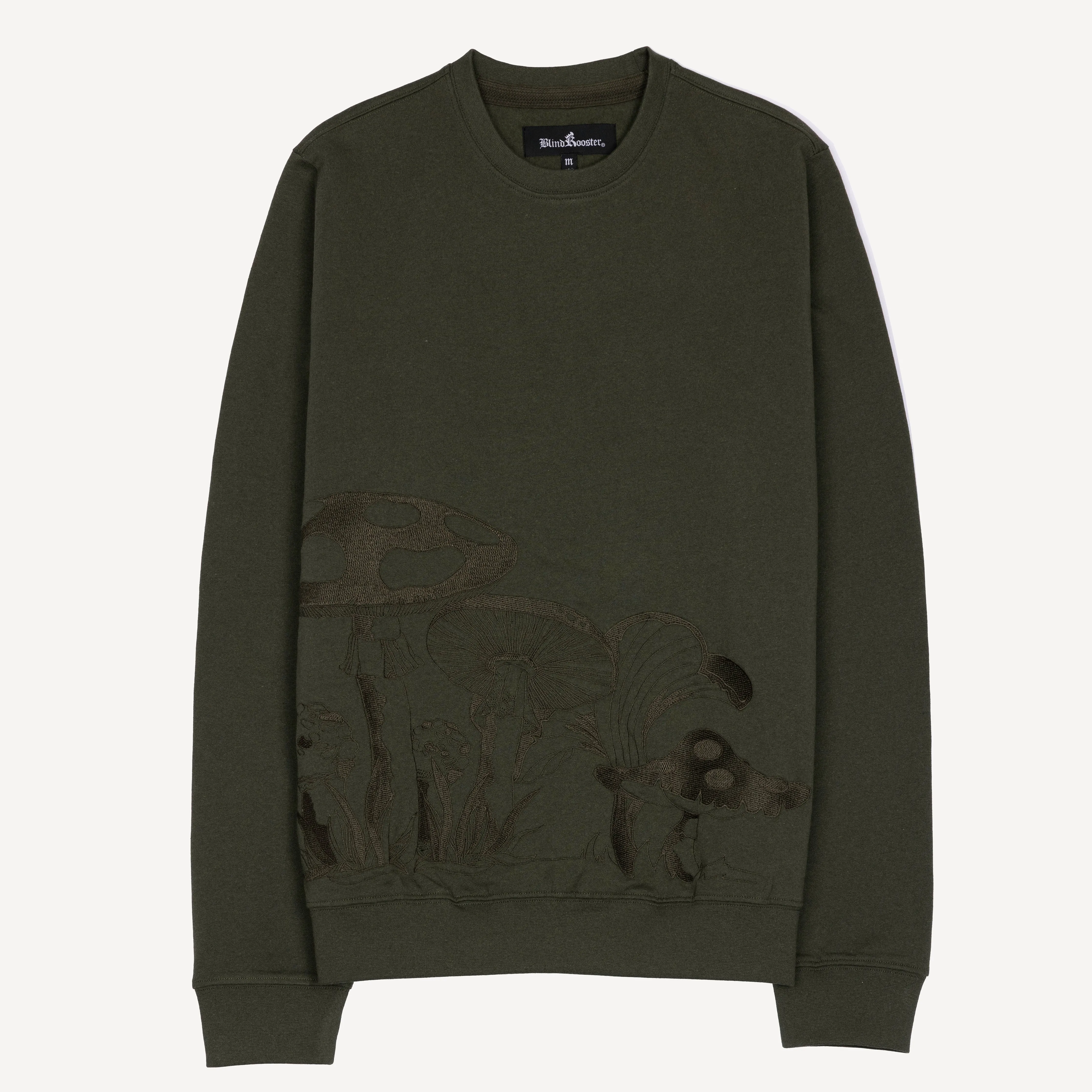 Embroidered Front Sweatshirt  - Olive / Mushroom Fantasy