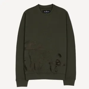 Embroidered Front Sweatshirt  - Olive / Mushroom Fantasy