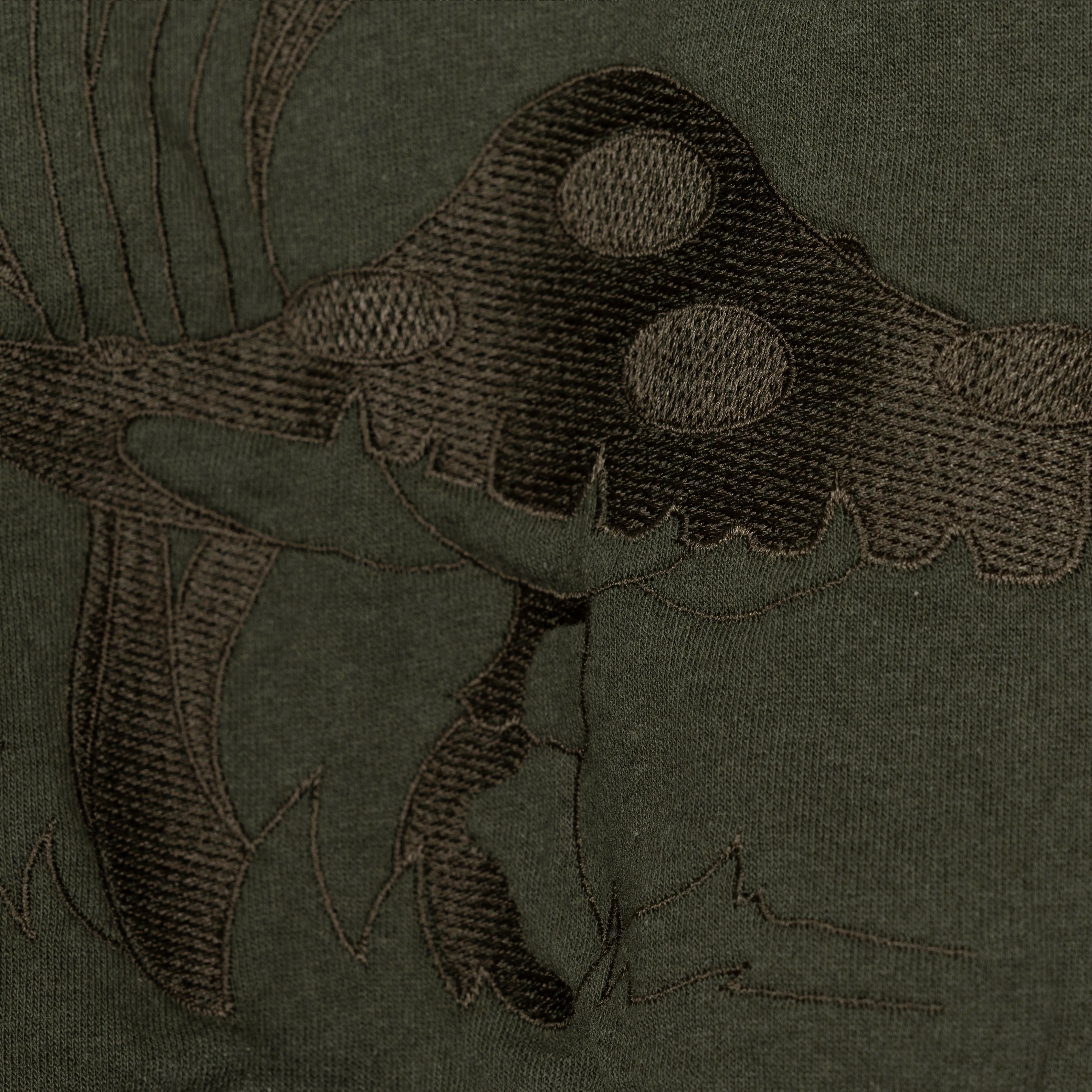 Embroidered Front Sweatshirt  - Olive / Mushroom Fantasy