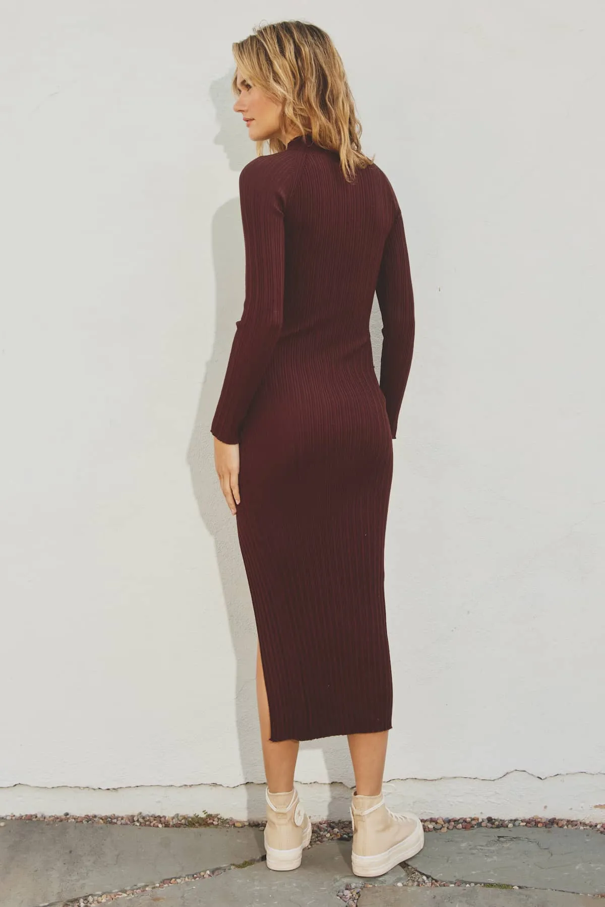 Emeline Mock Neck Bodycon Sweater Dress