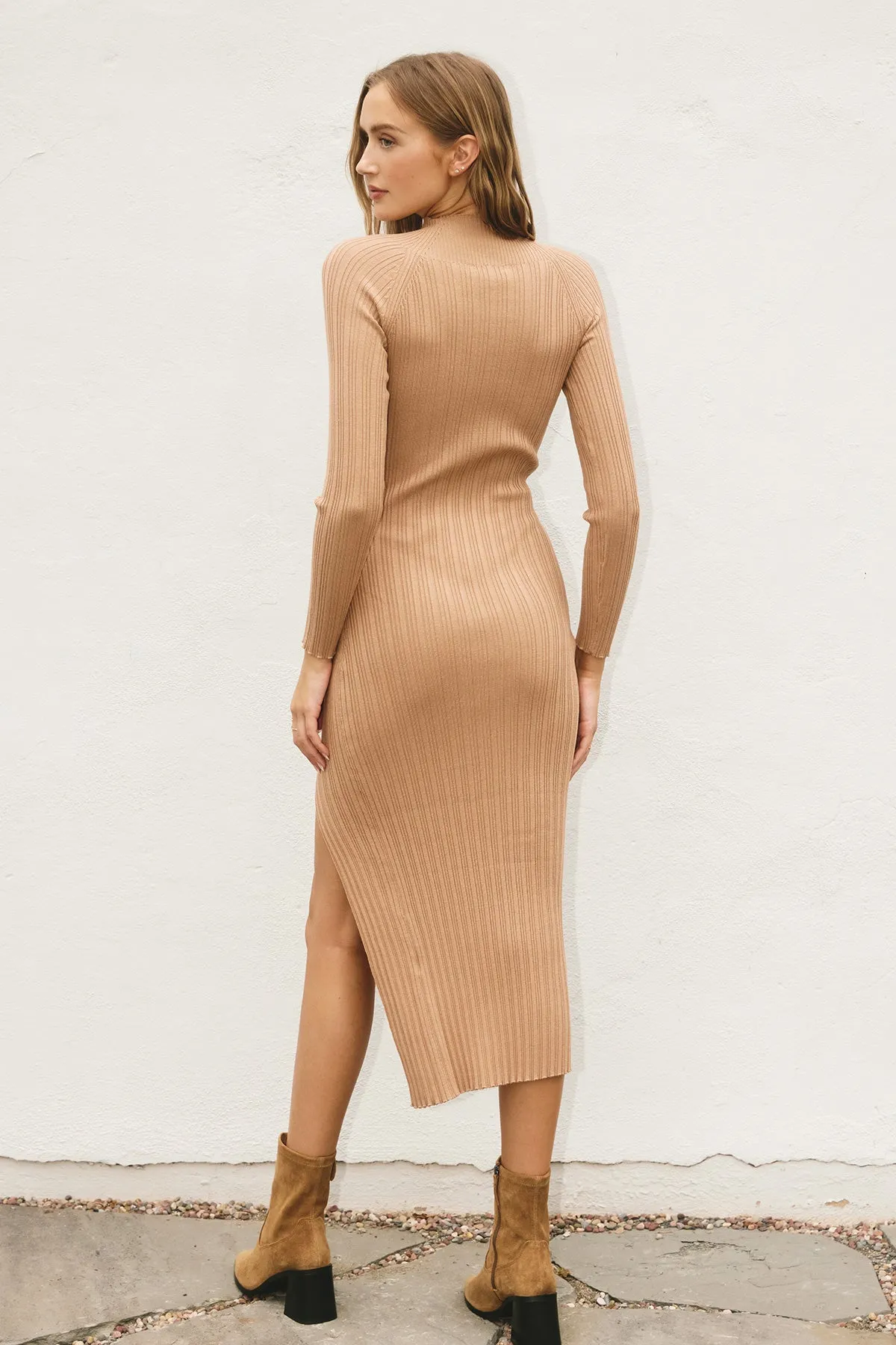 Emeline Mock Neck Bodycon Sweater Dress
