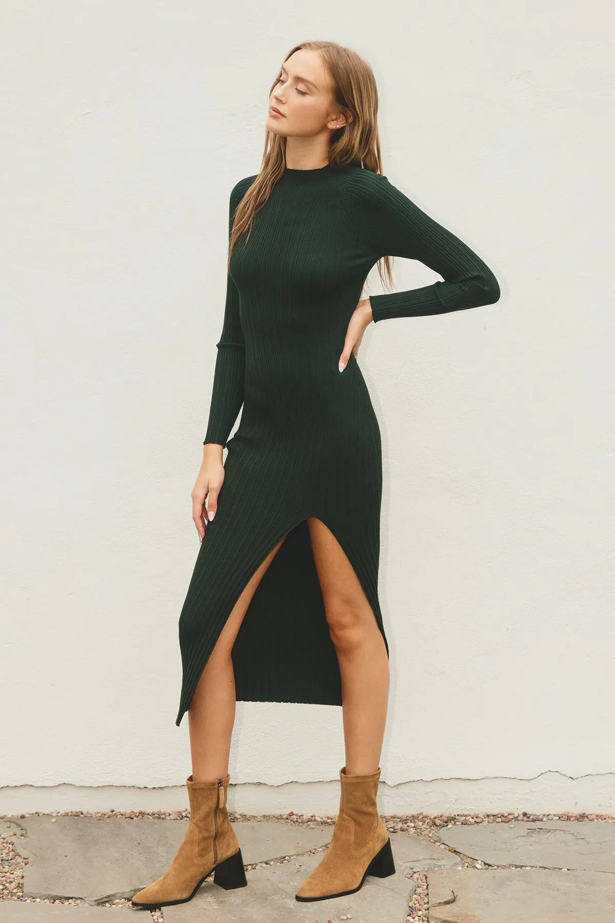 Emeline Mock Neck Bodycon Sweater Dress