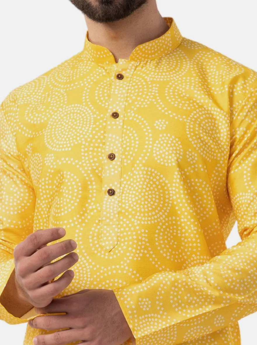 Ethnic Sunflower Yellow Printed Kurta | The Kurta Company