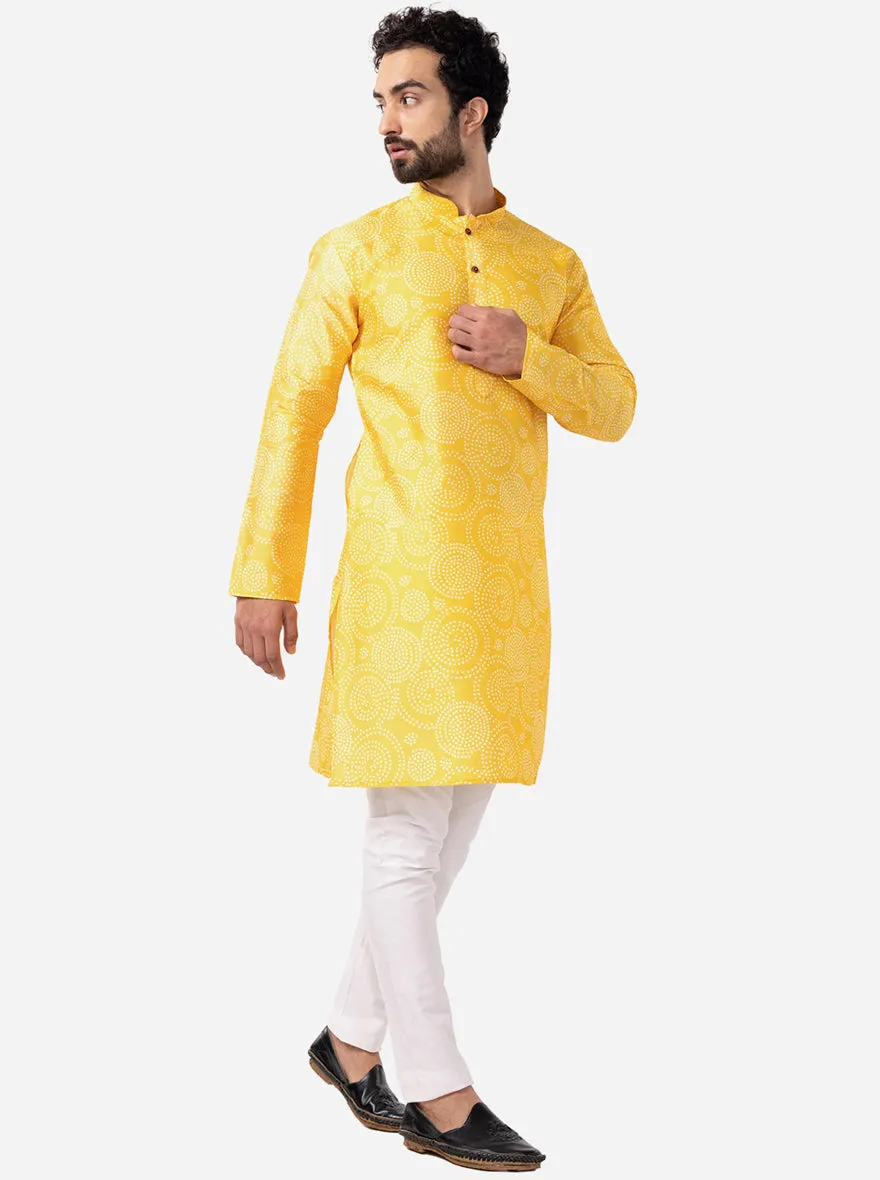 Ethnic Sunflower Yellow Printed Kurta | The Kurta Company