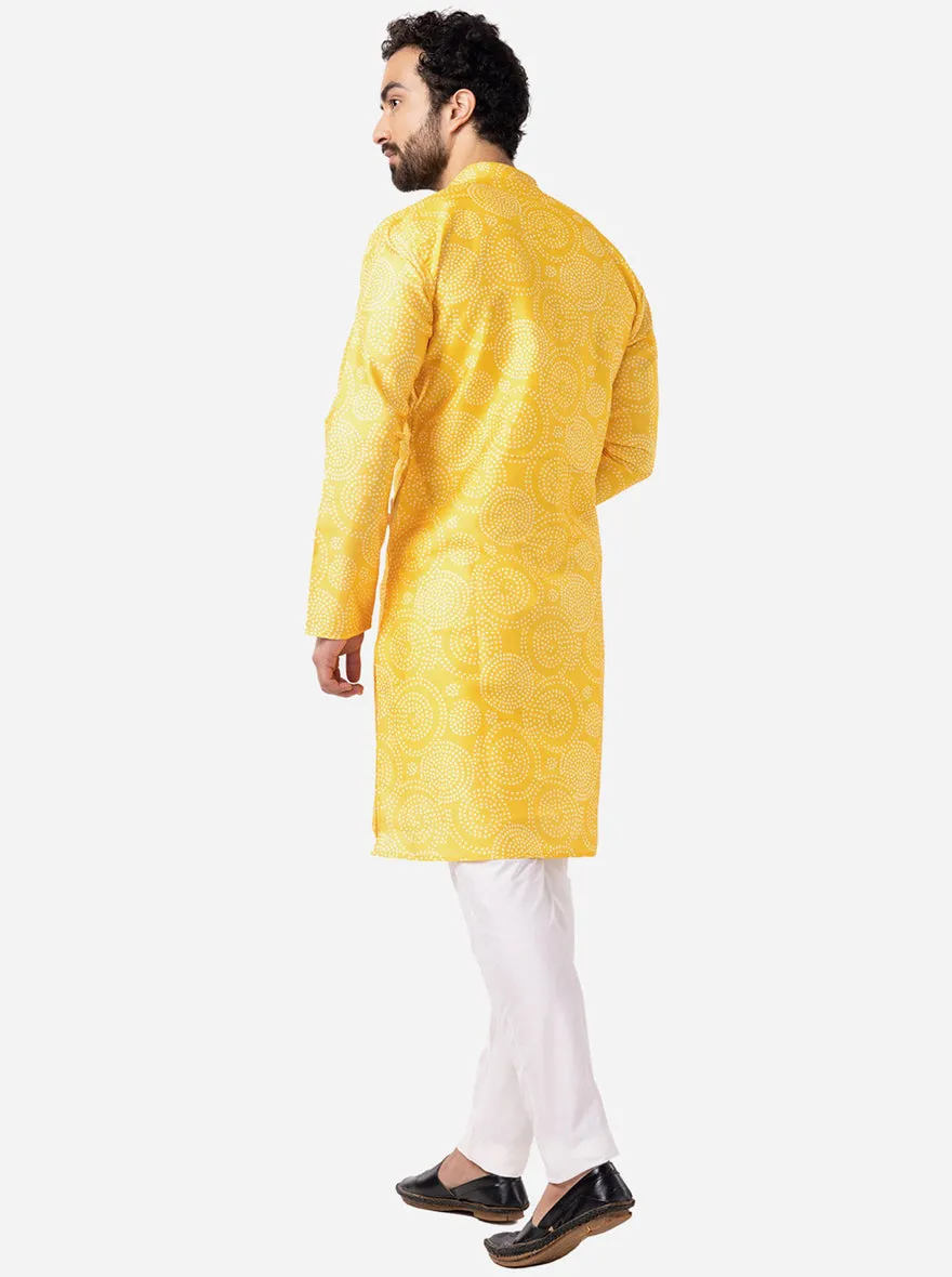 Ethnic Sunflower Yellow Printed Kurta | The Kurta Company