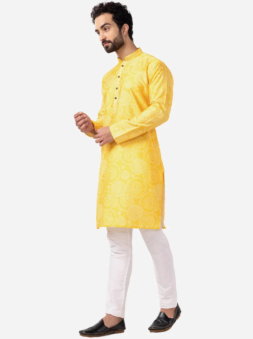 Ethnic Sunflower Yellow Printed Kurta | The Kurta Company
