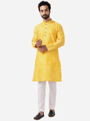 Ethnic Sunflower Yellow Printed Kurta | The Kurta Company