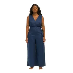 Ettitude 100% Bamboo Hypoallergenic Luxury Jumpsuit Pajamas PJs Navy Medium NIB