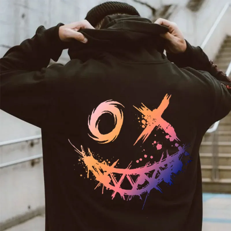 Evil Emoji Graphic Print Hoodie