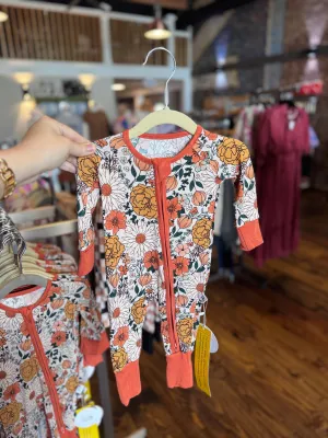 Fall Wildflowers Zippie Bamboo Pajamas
