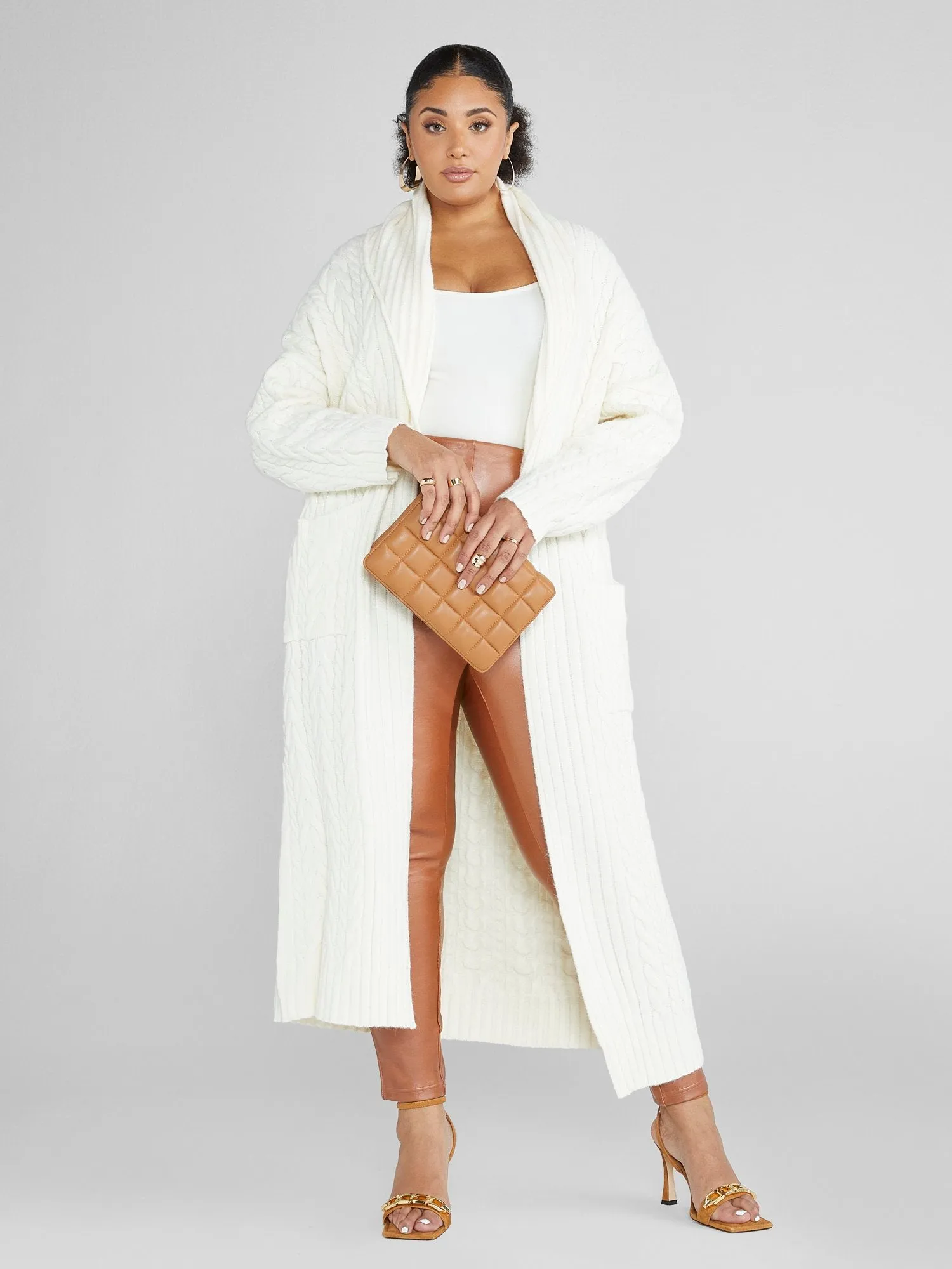 Fashion To Figure - Martine Cable Knit Maxi Cardigan