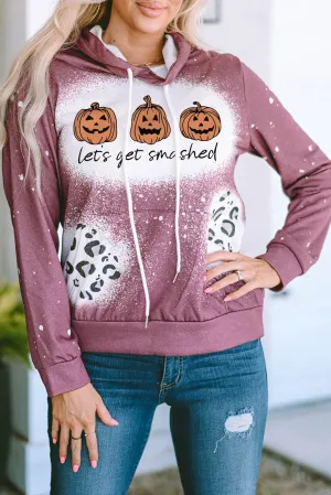 Fiery Red Lets Get Smashed Halloween Graphic Tie Dye Hoodie