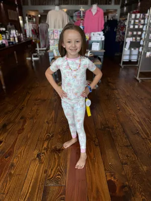 Floral Bow Bamboo Pajamas Set - Kids