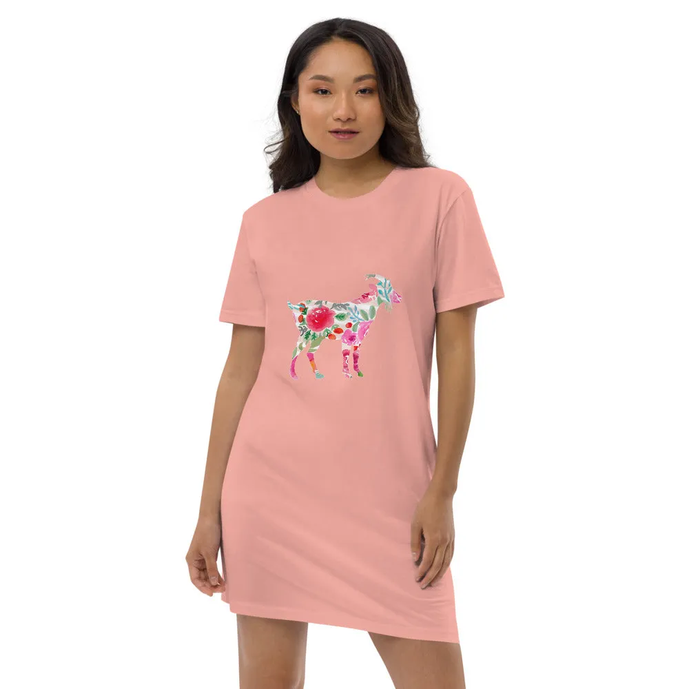 Floral Goat Ladies Organic Cotton Sleep Shirt