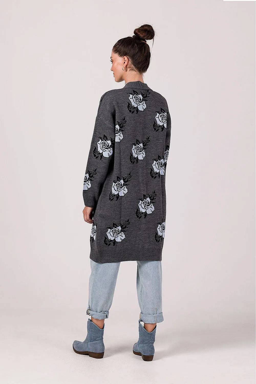 Floral Open-Front Cardigan Design
