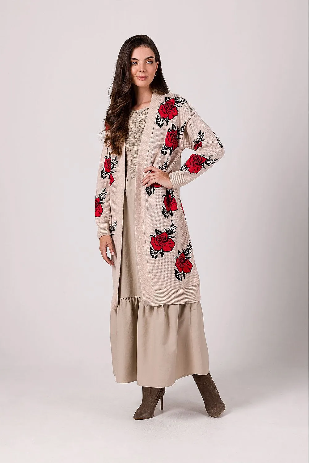 Floral Open-Front Cardigan Design