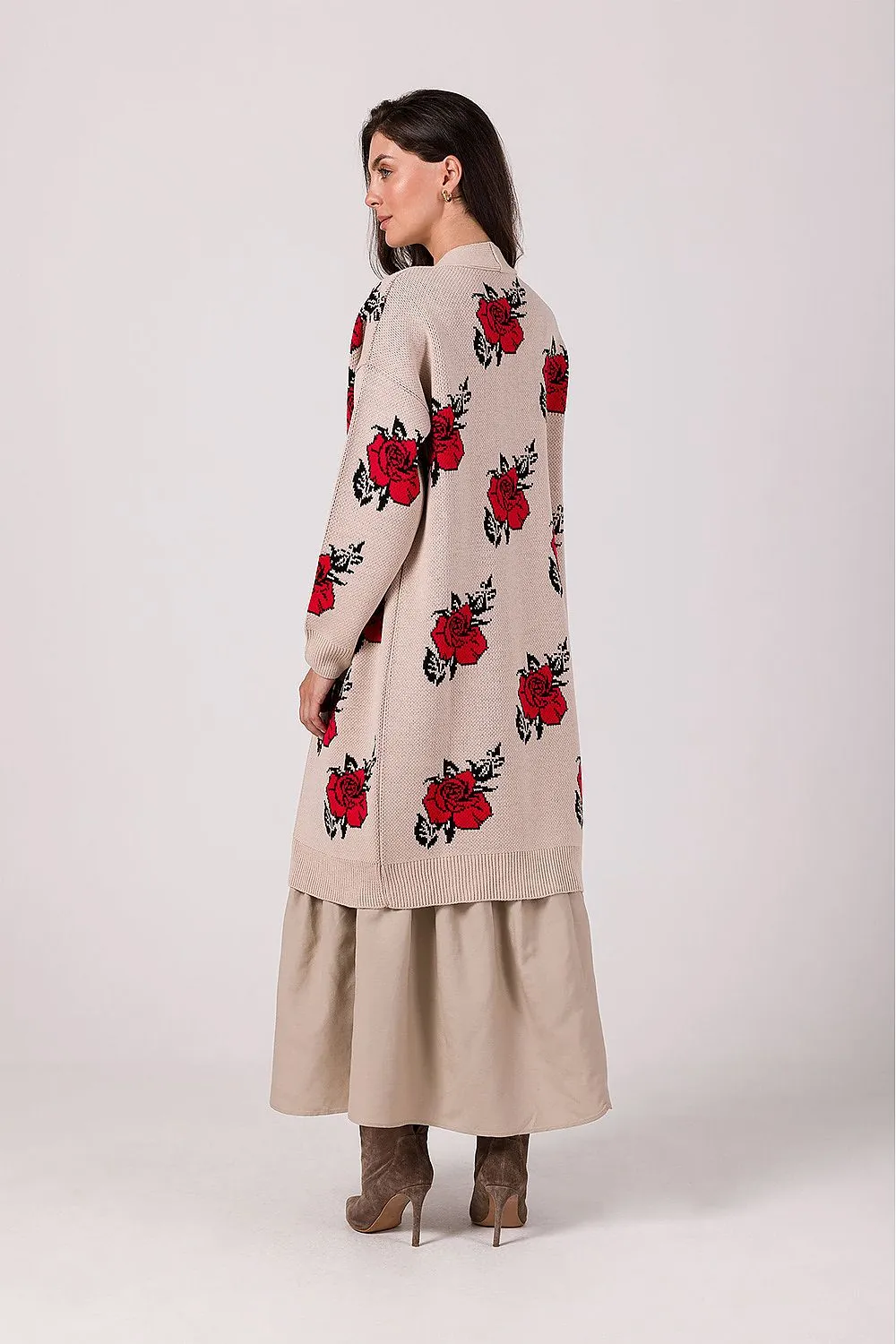 Floral Open-Front Cardigan Design