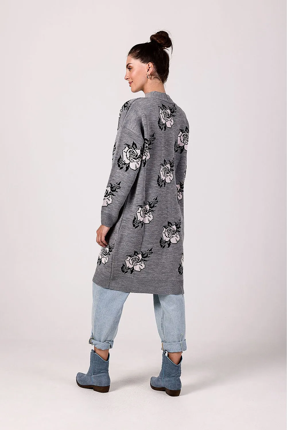 Floral Open-Front Cardigan Design