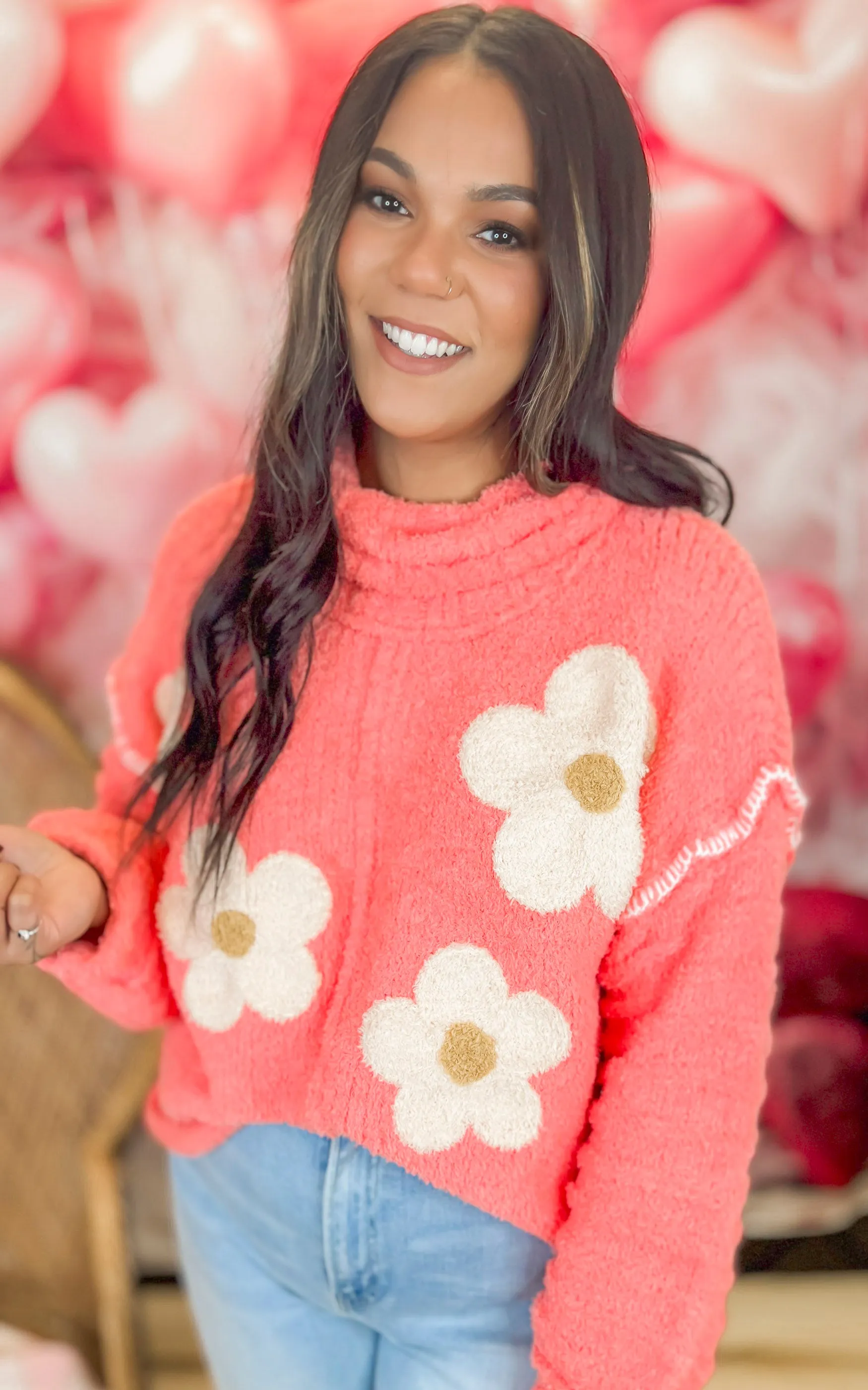 Floral Print Berber Sweater | POL - Final Sale