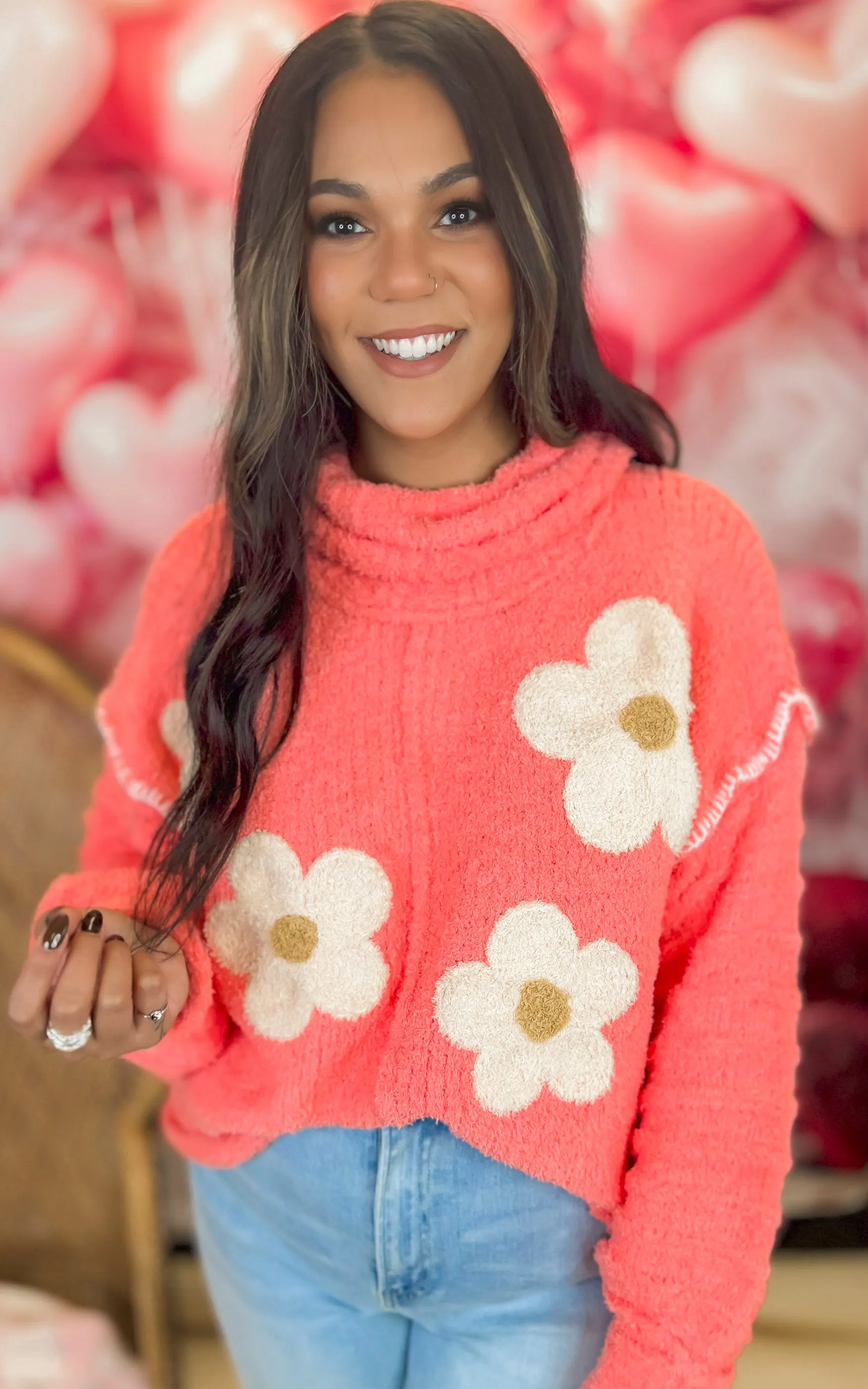 Floral Print Berber Sweater | POL - Final Sale