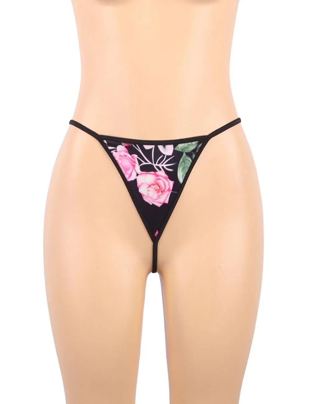 Floral Print Lace-up Babydoll Without Underwire