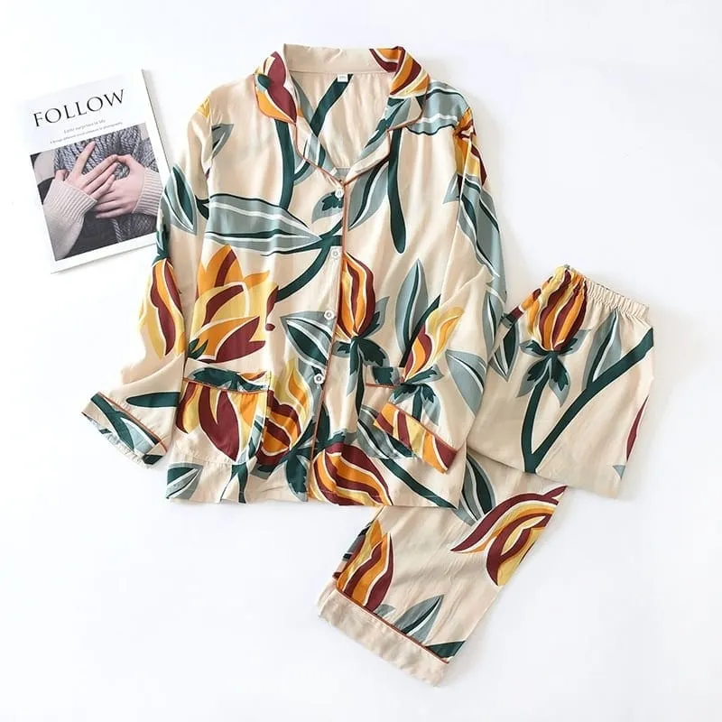 Floral Satin Pajama Set