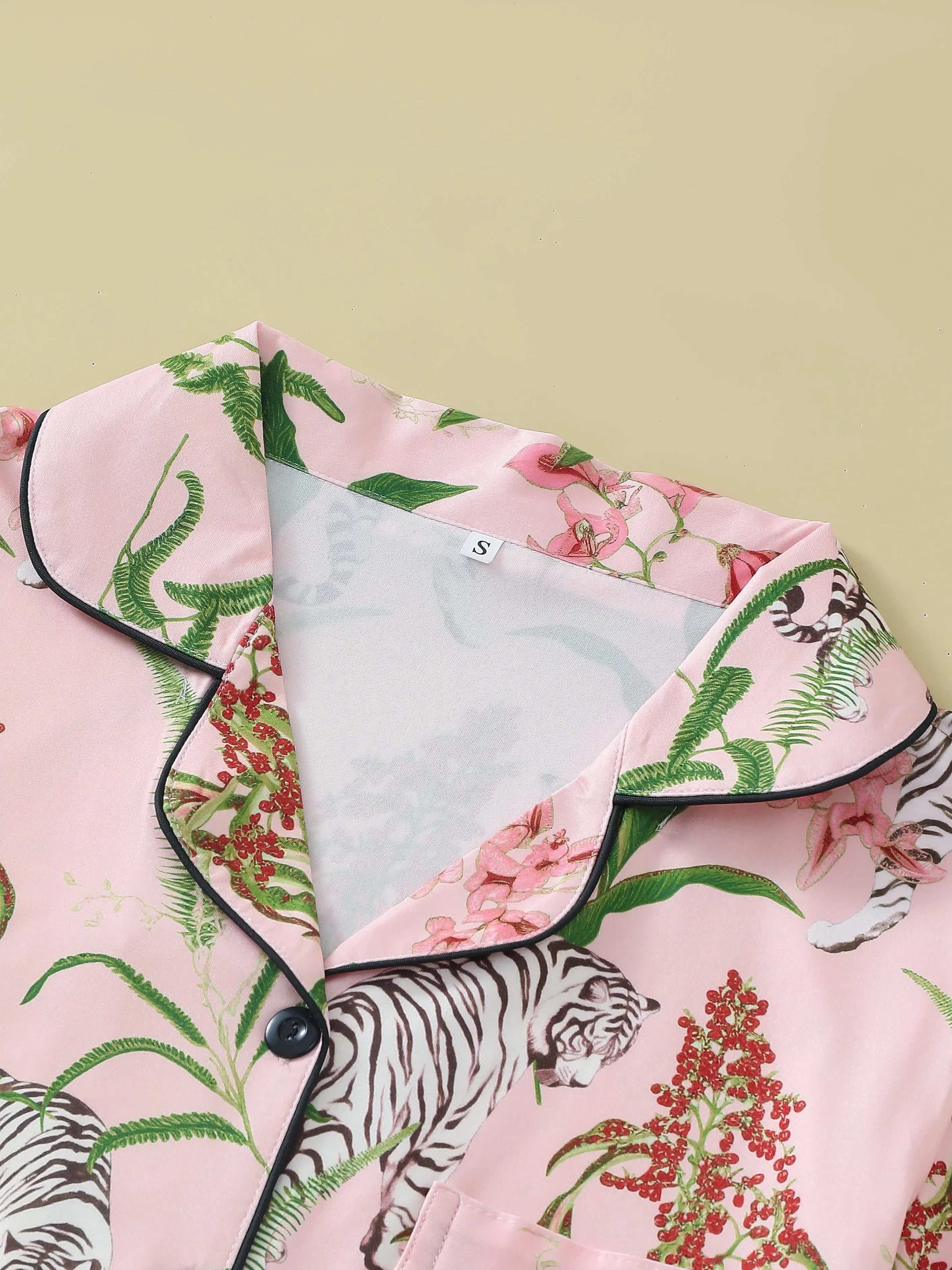floral tiger print women's sleepwear set