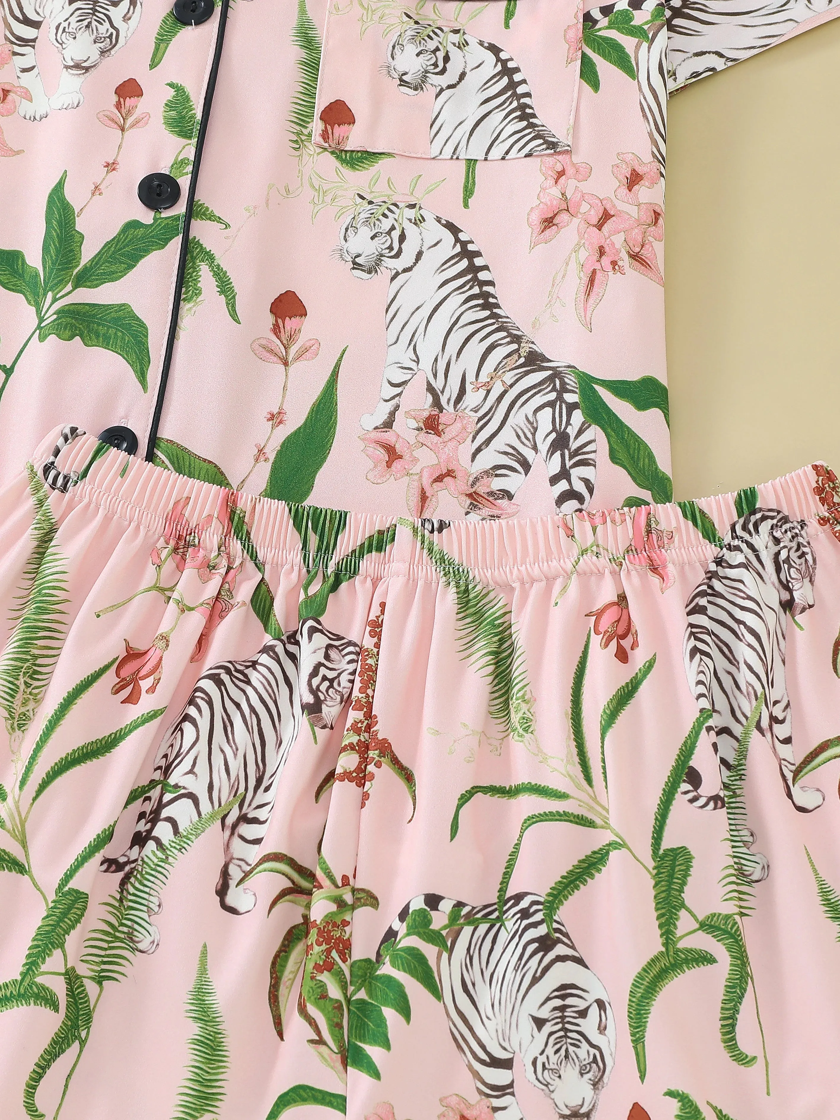 floral tiger print women's sleepwear set