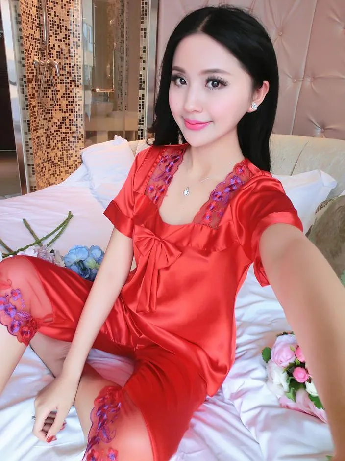 Flowers & Bows Satiny PJ Set