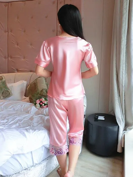 Flowers & Bows Satiny PJ Set