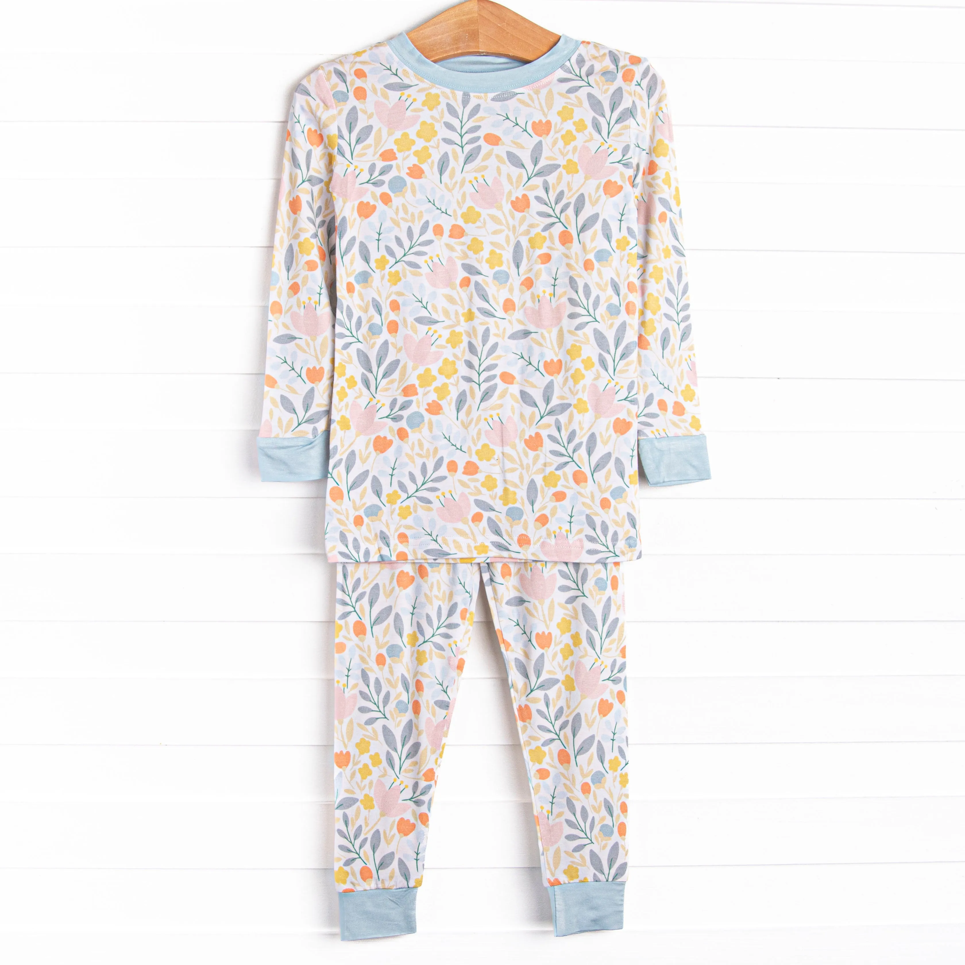 Foliage Frenzy Bamboo Pajama Set, Blue