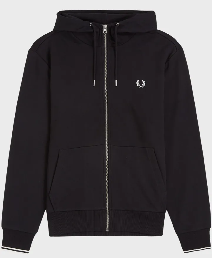 Fred Perry J7536 Hooded Zip Sweatshirt 198 Black
