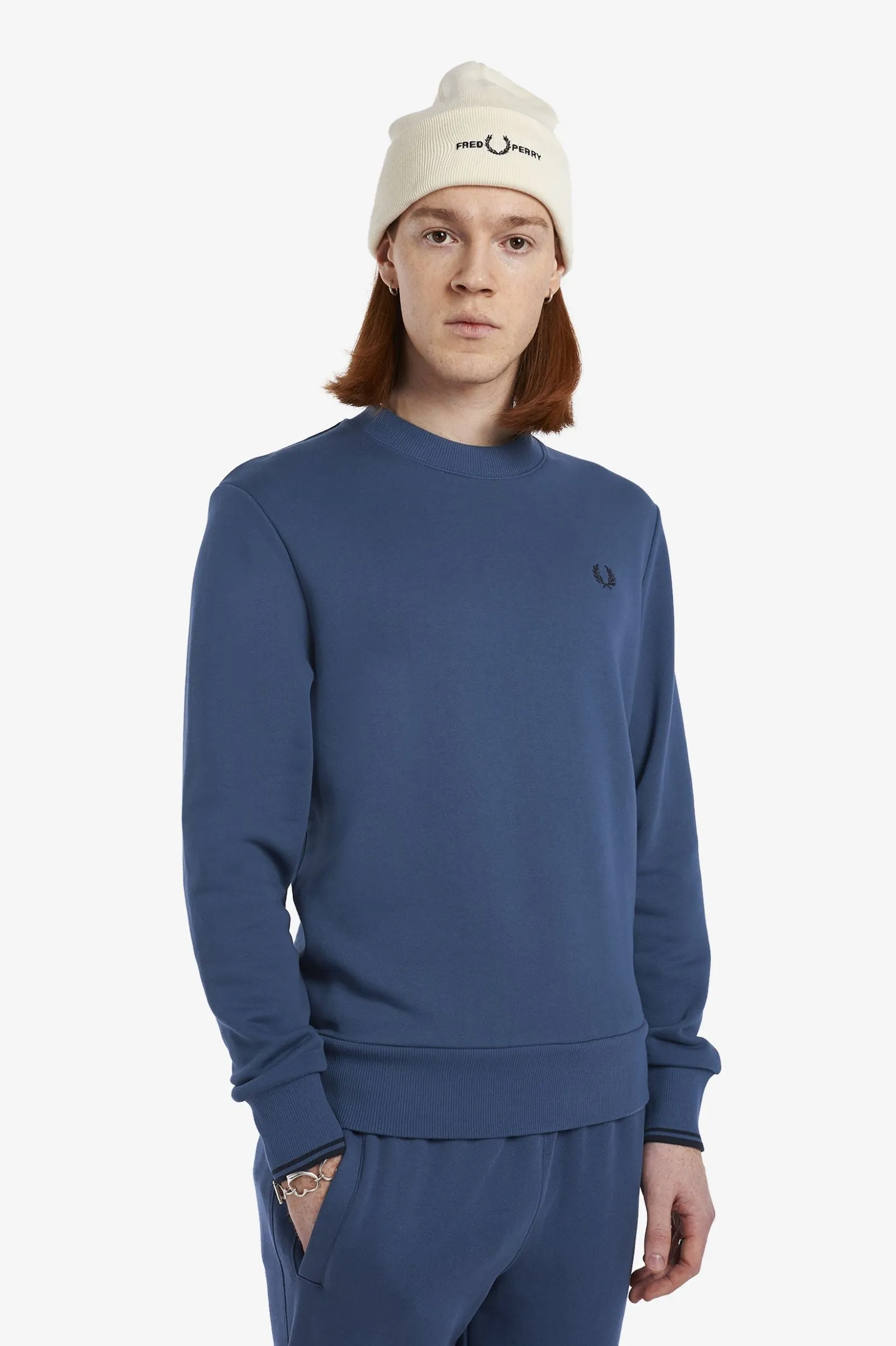 Fred Perry M7535 Crewneck Sweatshirt 963 Midnight Blue