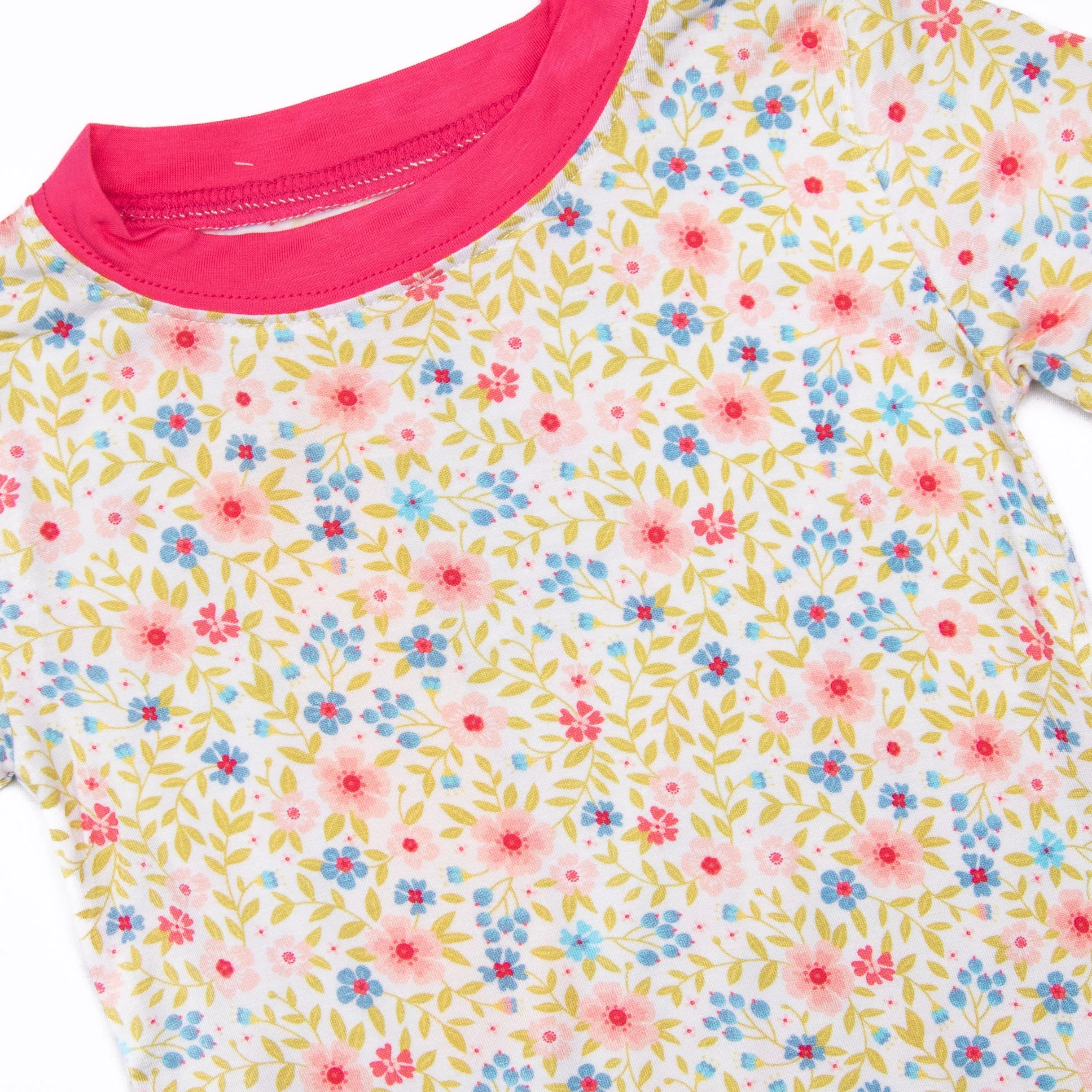 Fuchsia Florals Bamboo Pajama Short Set, Pink