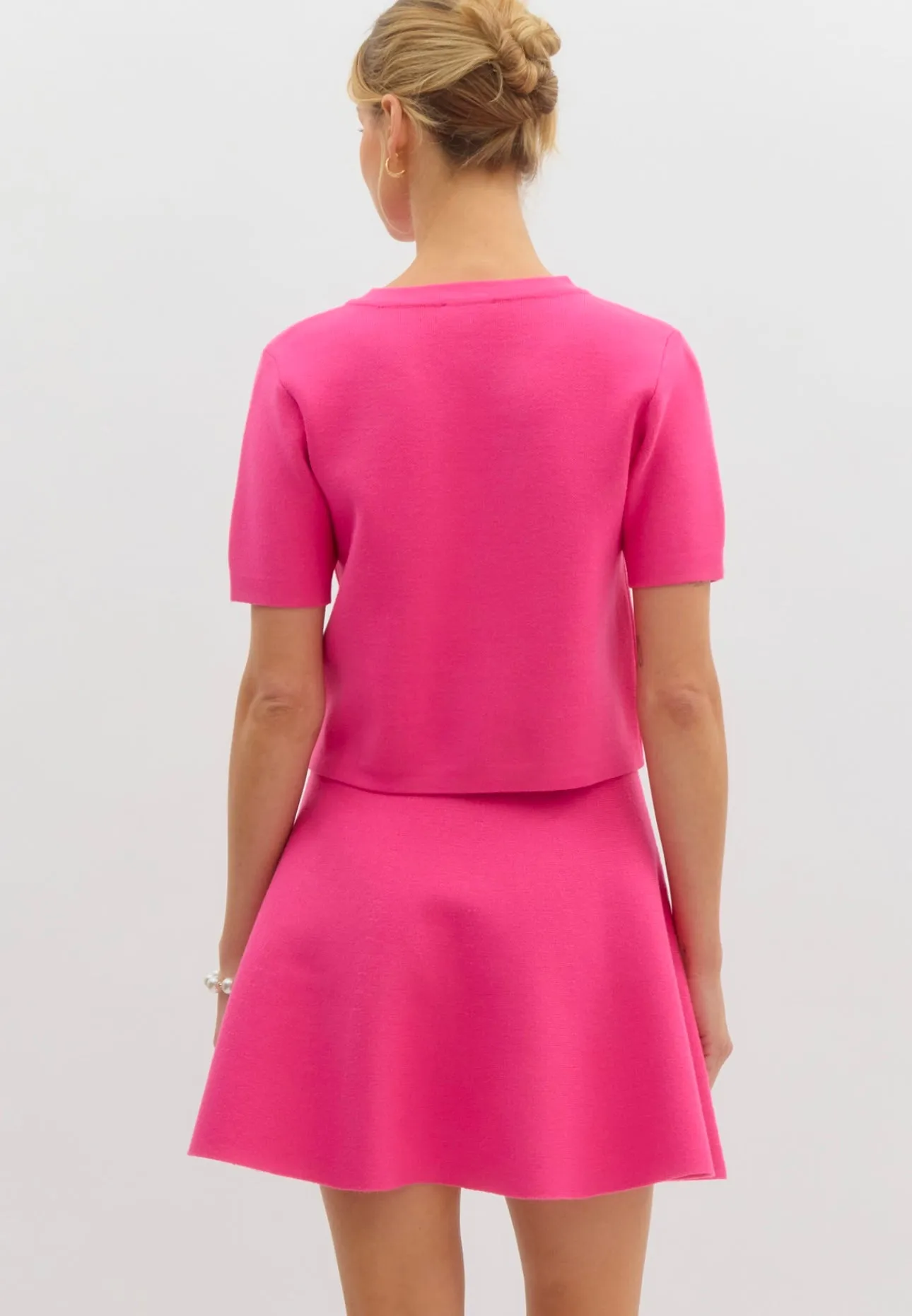 Fuchsia Short Sleeve Cardigan