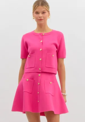 Fuchsia Short Sleeve Cardigan