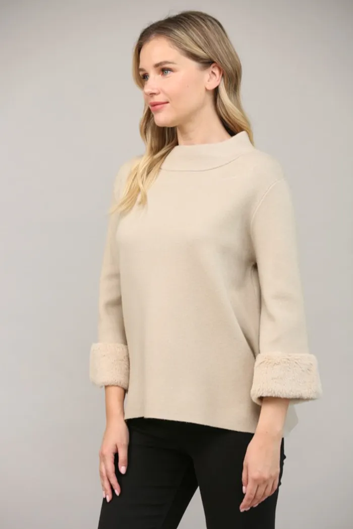 Fur Det Mock Neck Sweater