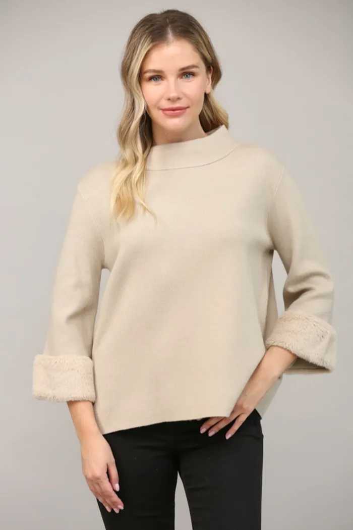 Fur Det Mock Neck Sweater