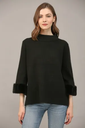 Fur Det Mock Neck Sweater
