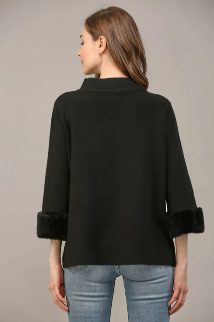 Fur Det Mock Neck Sweater