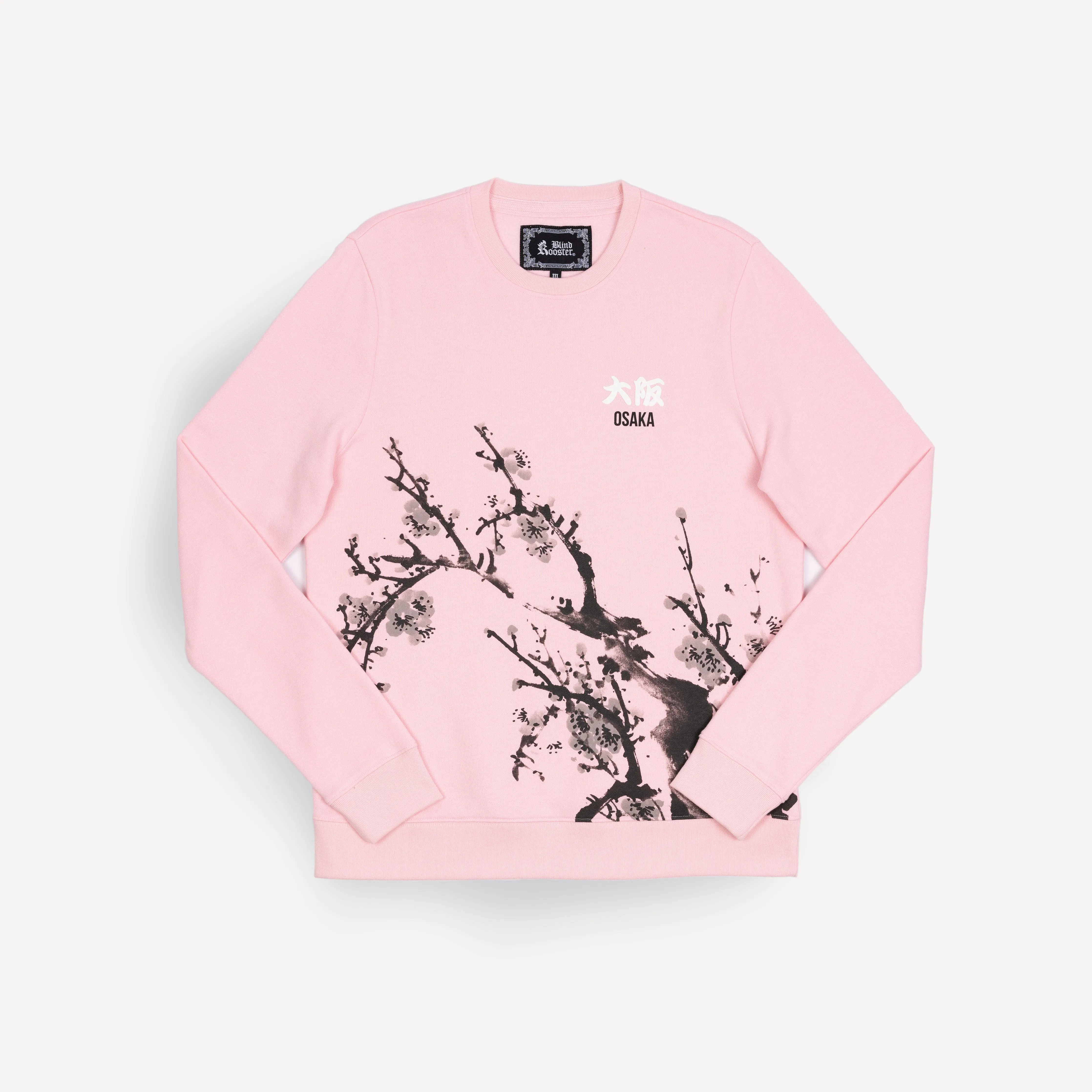 Gender Neutral Graphic Wraparound Crewneck Sweatshirt - Rose Shadow / Kanji Osaka