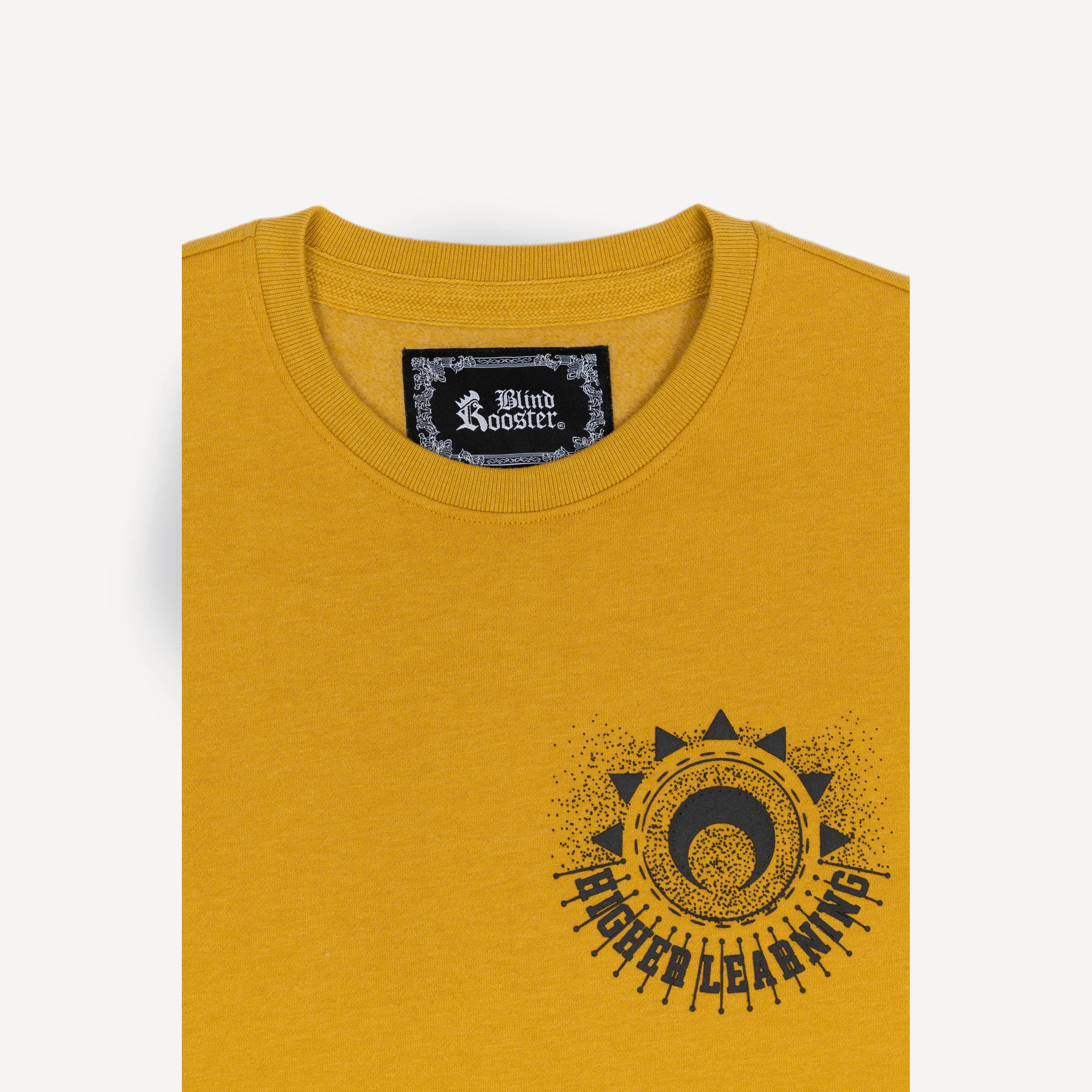 Gender Neutral Graphic Wraparound Crewneck Sweatshirt - Tawny Olive / Higher Learning