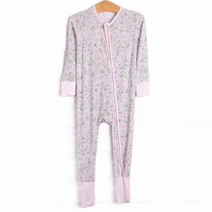 Gingham Gardenias Bamboo Zippy Pajama, Pink