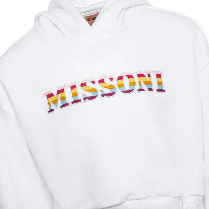 Girls White Logo Hoodie
